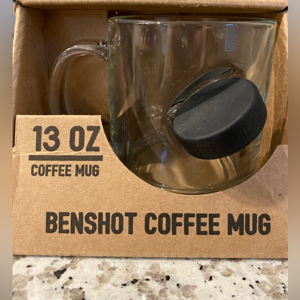 NIB BenShot Hockey Puck SlapShot coffee mug NEW